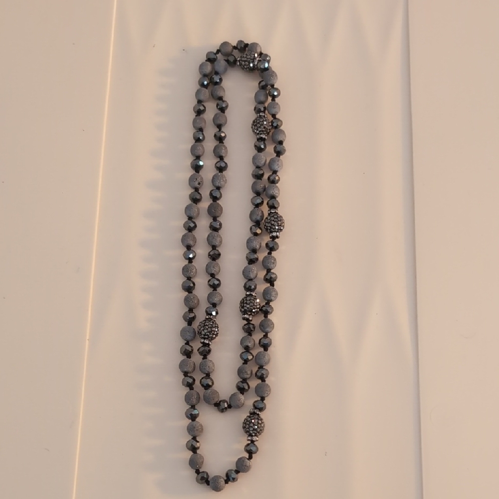 Elegant Gray Beaded Necklace
